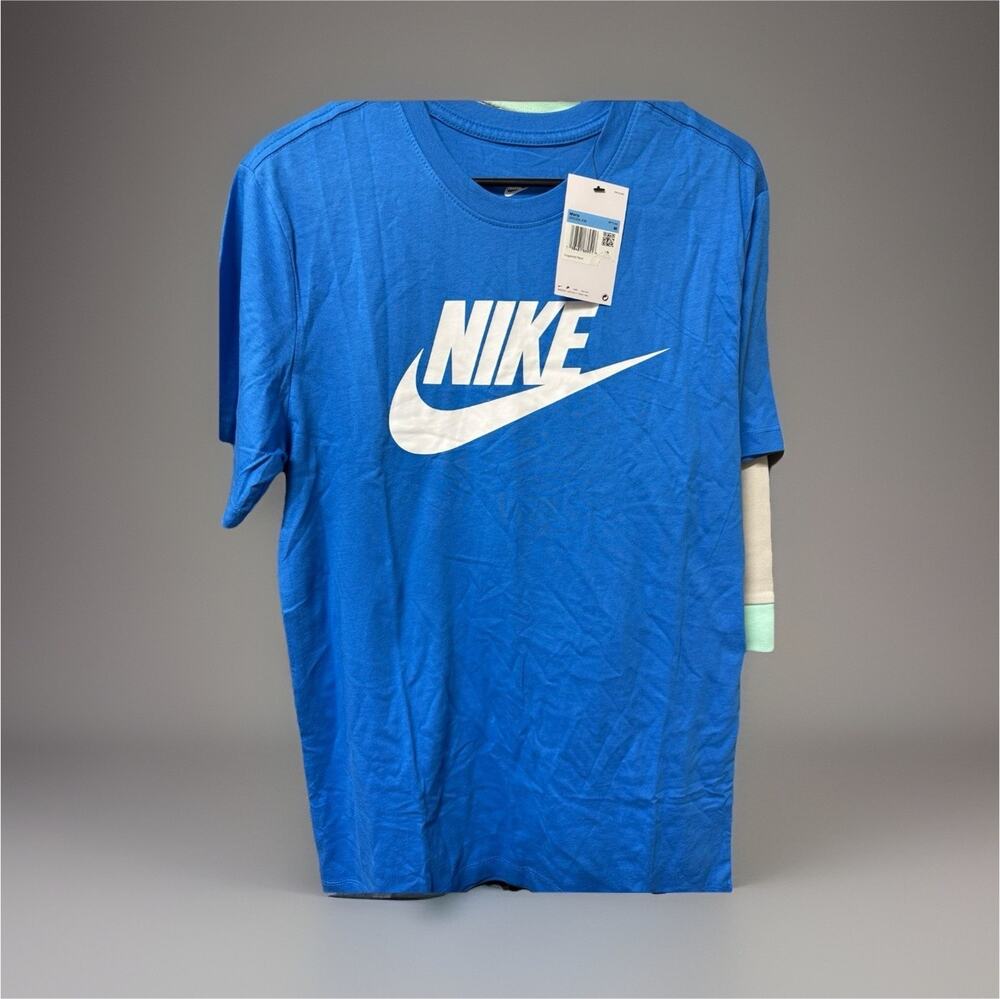 Nike Men's Blue Logo Graphic Print Short Sleeve T-Shirt Size M AR5004-438
